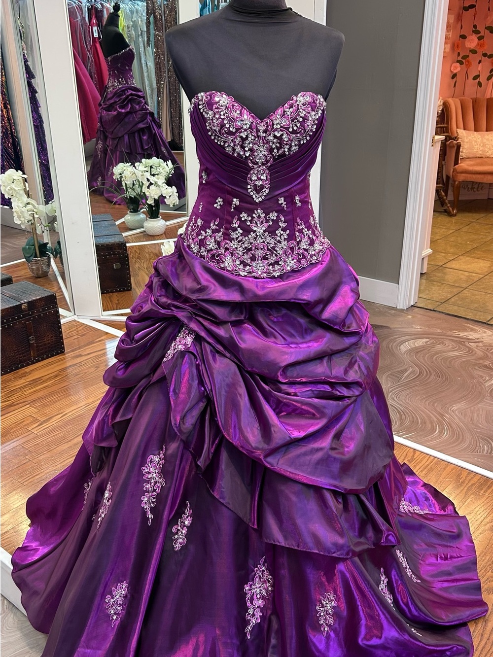 Allure Bridals Fuchsia Purple Embellished Ball Gown